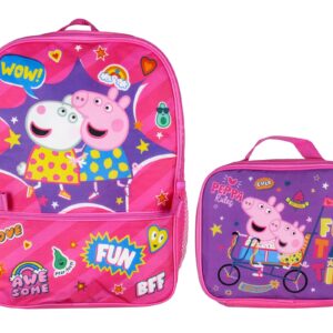 Peppa Pig School Travel Backpack Set For Girls With Detachable Insulated Lunch Box