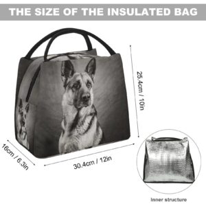 Black and White German Shepherd Lunch Bag for Women Men Reusable Insulated Lunch Box Portable Lunch Tote Bag for Travel Work