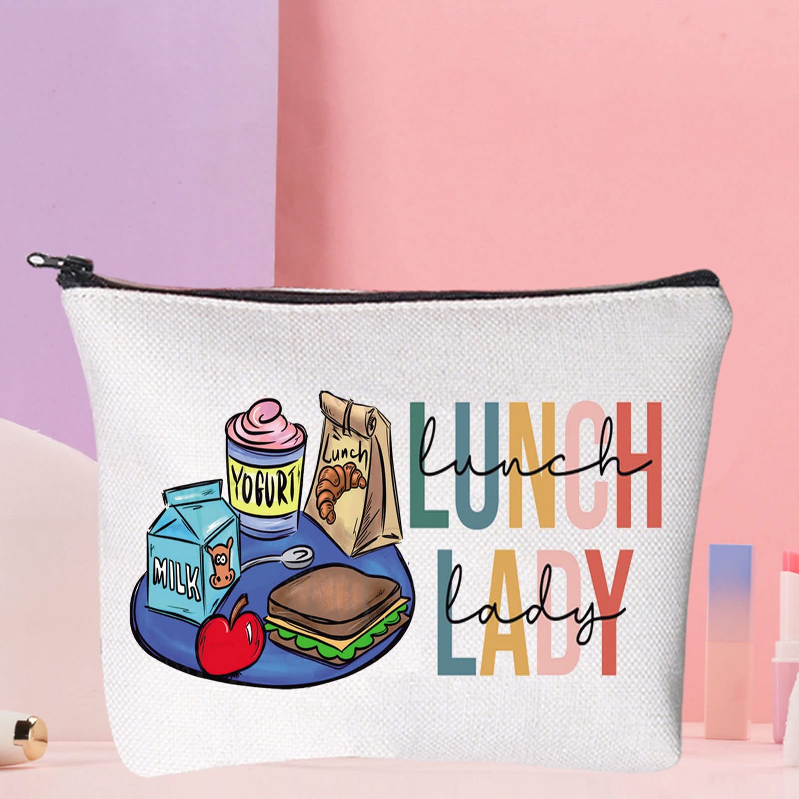 WZMPA Lunch Lady Cosmetic Makeup Bag School Lunch Lady Appreciation Gift Zipper Pouch Bag For Cafeteria Worker School Lunch Server Gift (Lunch Lady)