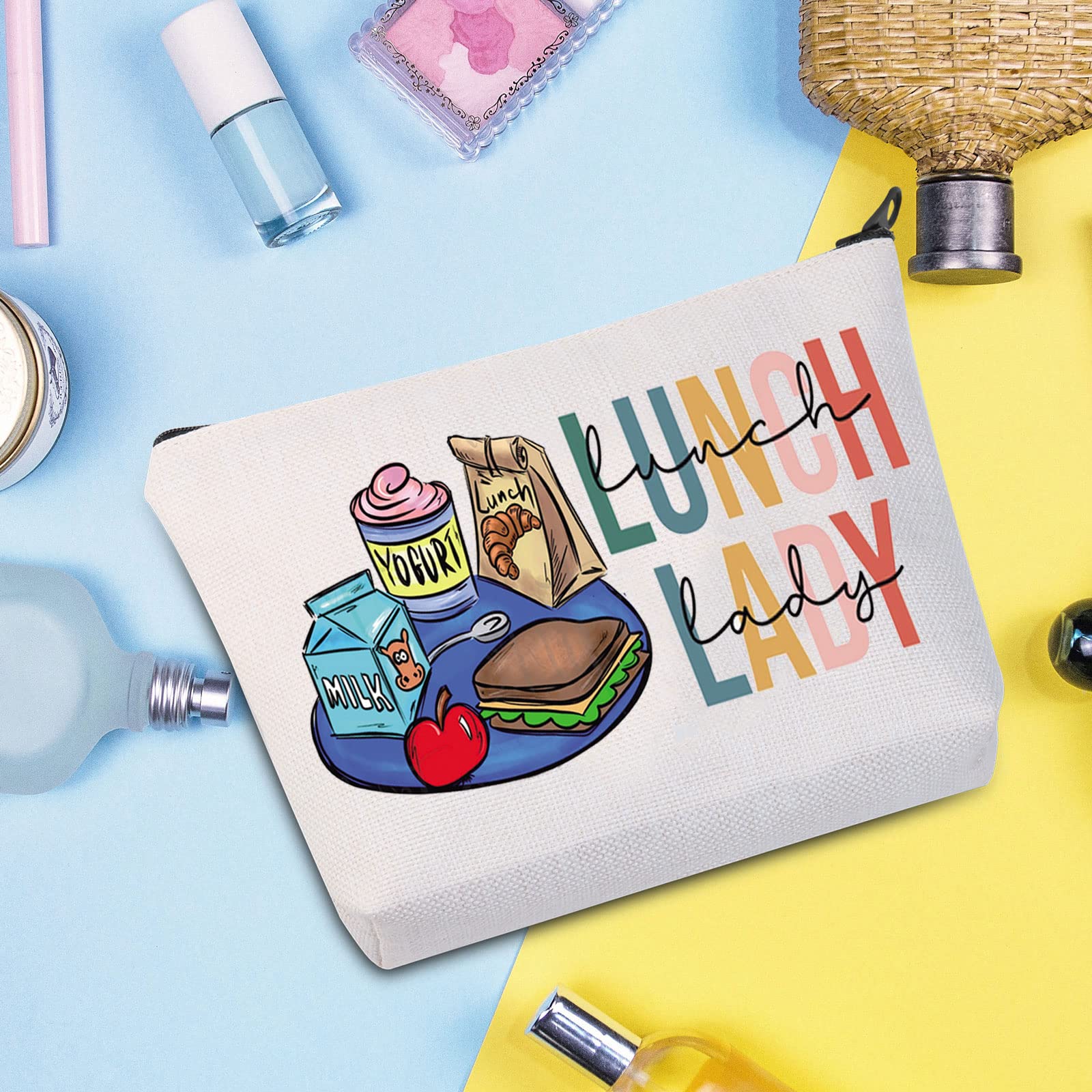 WZMPA Lunch Lady Cosmetic Makeup Bag School Lunch Lady Appreciation Gift Zipper Pouch Bag For Cafeteria Worker School Lunch Server Gift (Lunch Lady)