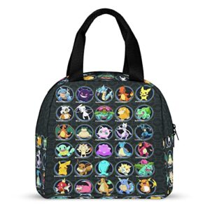 yiohonmn anime lunch bag, reusable cute lunch box insulated kids cooler tote bag multi-functional school lunch container for teen boys girls