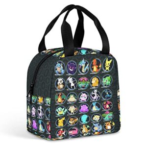 YIOHONMN Anime Lunch Bag, Reusable Cute Lunch Box Insulated Kids Cooler Tote Bag Multi-functional School Lunch Container for Teen Boys Girls