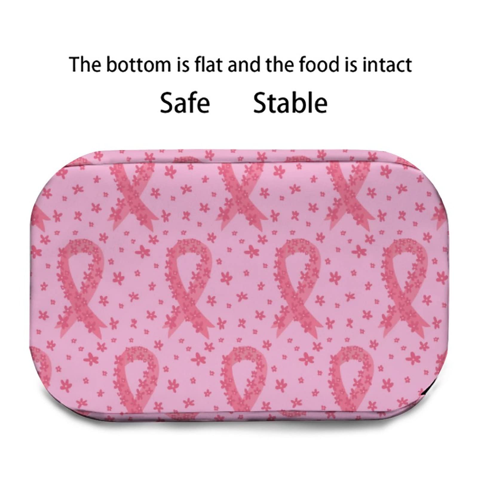 Pink Ribbon Breast Cancer Awareness Flowers Lunch Bag, Lunch Box Portable Insulated Lunch Tote Bag, Thermal Cooler Bag for Women Work Outdoor