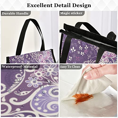 ALAZA Beautiful Butterfly Purple Insulated Lunch Bag Reusable Lunch Tote Bag for Work Picnic School M