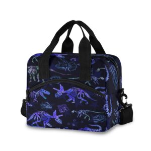 glaphy dinosaur fossil lunch bag, insulated lunch tote bag cooler cooling lunch box food container for women men adults