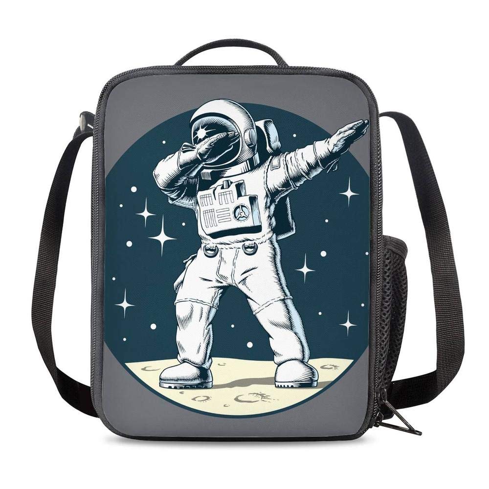 PrelerDIY Astronaut Lunch Box Food Bag Picnic Pouch Insulated Lunch Bag for Teenage Boys Girls School Beach