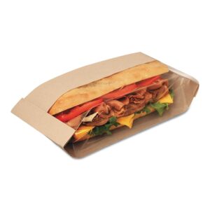 bagcraft 300080 dubl view sandwich bags 10 3/4 x 3 1/2 x 2 1/4 natural brown 500/carton