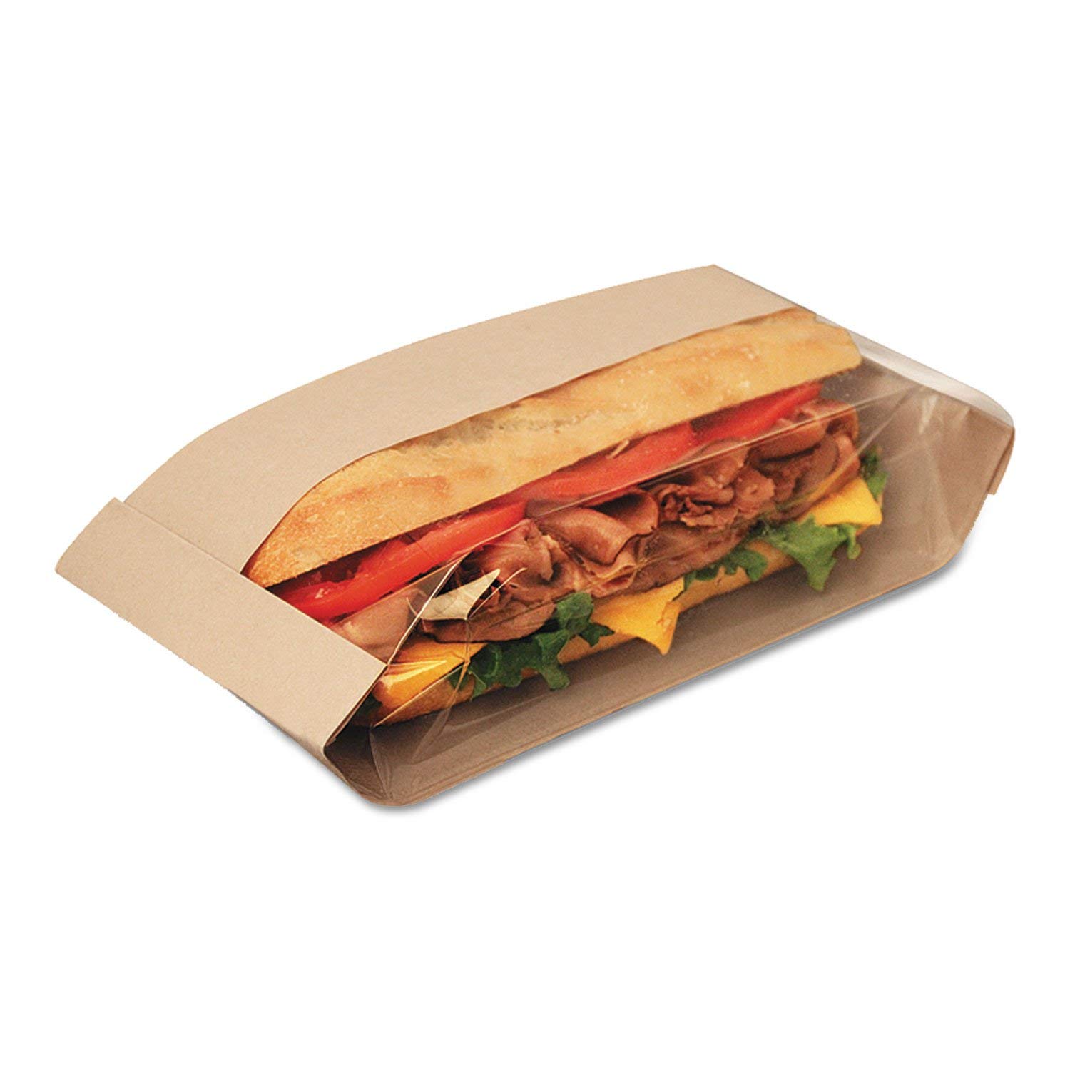 Bagcraft 300080 Dubl View Sandwich Bags 10 3/4 x 3 1/2 x 2 1/4 Natural Brown 500/Carton