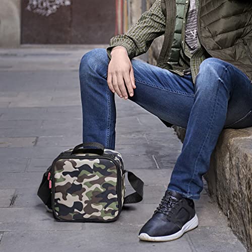 TATAY Urban Food Casual - Insulated Lunch Bag, 3L Capacity, 4 Plastic Food Storage Containers (2 x 0.5 L, 2 x 0.2 L) BPA Free, Camouflage. Measure 22.5 x 10 x 22 cm