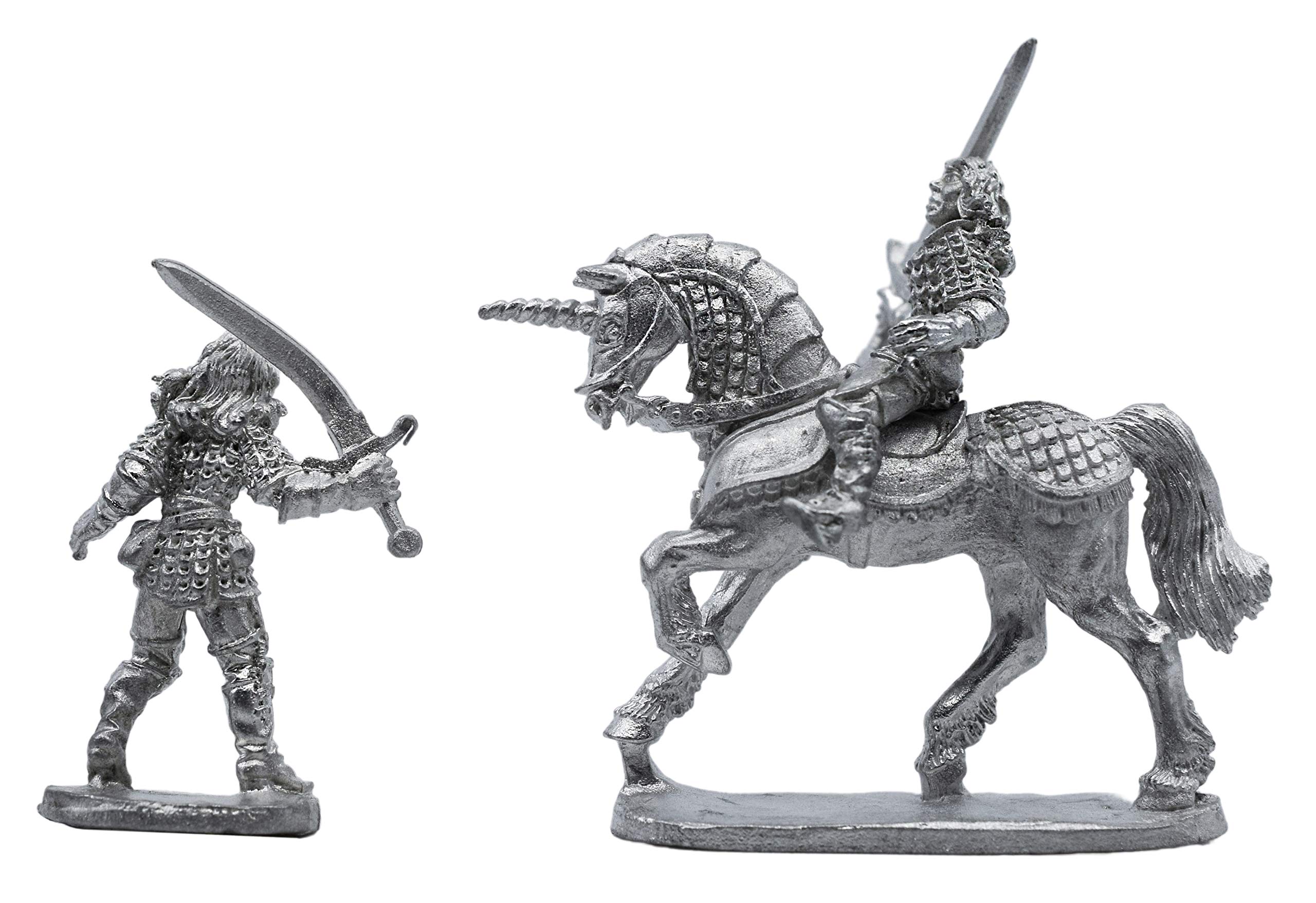 IRON WIND METALS 3 Piece Female Unicorn Knight Set - 100% Lead-Free Pewter - Classic Fantasy Miniatures for 28mm Table Top Games - Made in USA - RAL Partha Miniatures