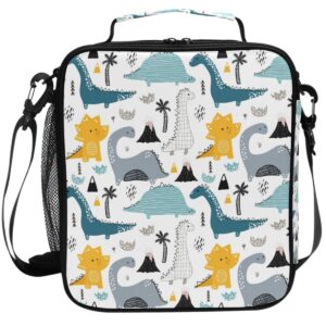 cute dinosaurs lunch box forest dinosaur insulated lunch bag dino tree reusable cooler meal prep bags lunch tote with shoulder strap for office adults school kids girls boys teens