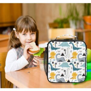 Cute Dinosaurs Lunch Box Forest Dinosaur Insulated Lunch Bag Dino Tree Reusable Cooler Meal Prep Bags Lunch Tote with Shoulder Strap for Office Adults School Kids Girls Boys Teens