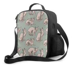 hairless naked cats sphynx cats lunch bags box reusable insulated cooler durable portable office work school,for women men