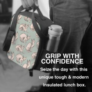 Hairless Naked Cats Sphynx Cats Lunch Bags Box Reusable Insulated Cooler Durable Portable Office Work School,For Women Men