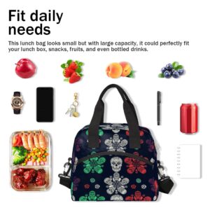 Insulated Lunch Bag for Women Men Colorful Floral Goth Mexican Skull Lunch Box Reusable Lunch Cooler Bag Large Lunch Tote Bag for Work Picnic Travel School