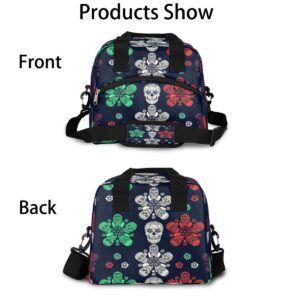 Insulated Lunch Bag for Women Men Colorful Floral Goth Mexican Skull Lunch Box Reusable Lunch Cooler Bag Large Lunch Tote Bag for Work Picnic Travel School