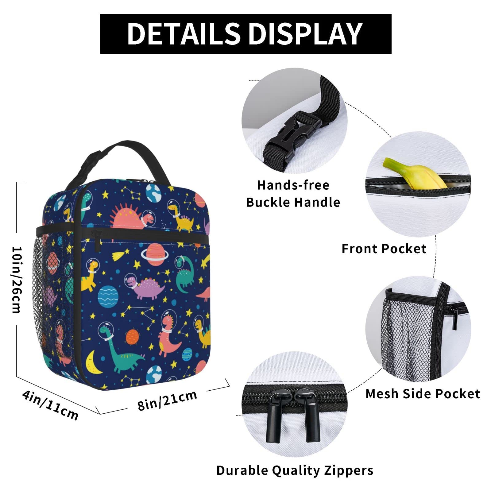 Dinosaur Dino Fun Lunch Bag Insulated Lunch Box Reusable Lunchbox Waterproof Portable Lunch Tote For Men Boys