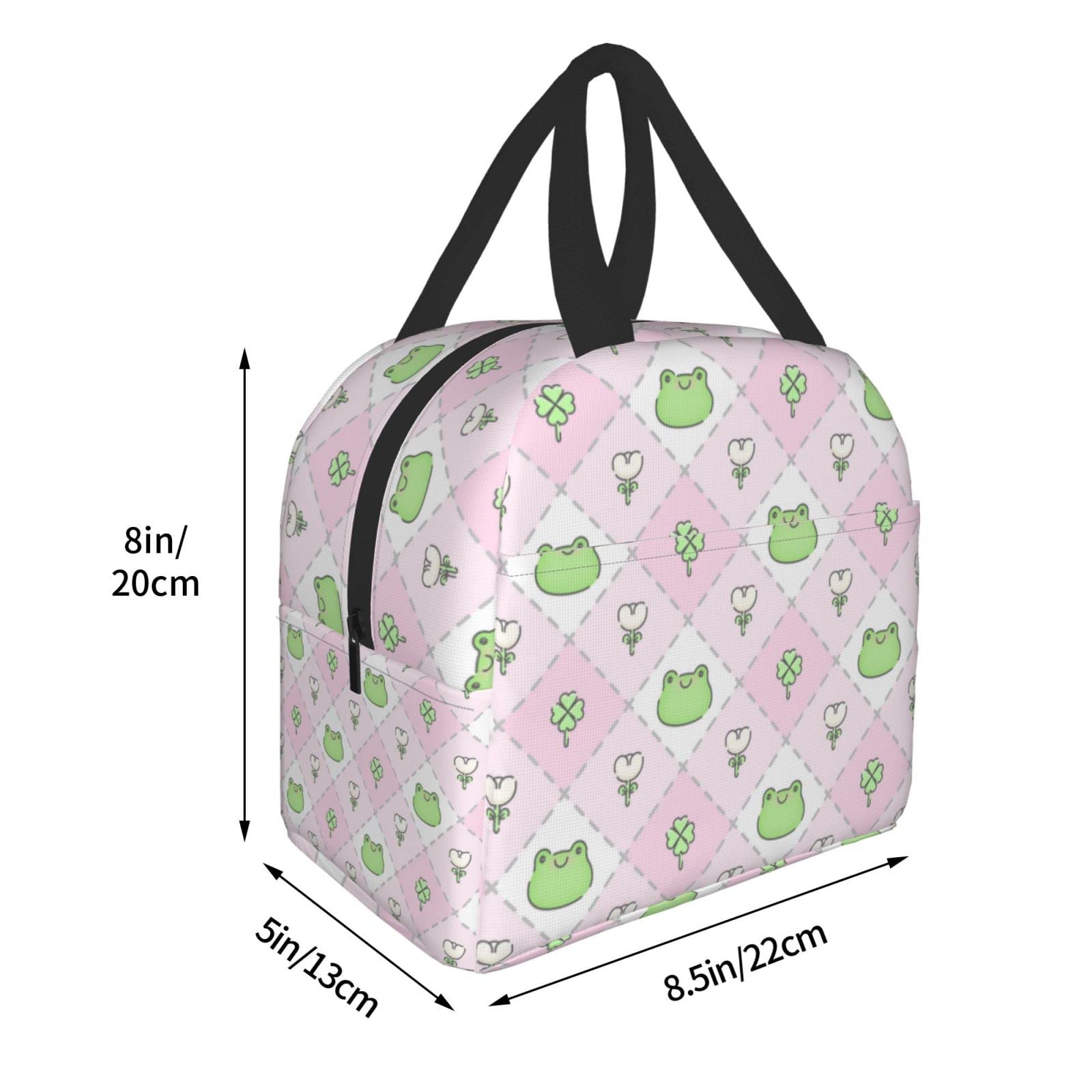 Ucsaxue Green Frog Kawaii Pink Lunch Bag Travel Box Work Bento Cooler Reusable Tote Picnic Boxes Insulated Container Shopping Bags For Adult Women Men
