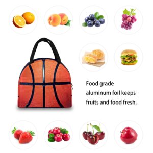 Basketball Lunch Bag Box, Sports Ball Lunch Box Insulated Cooler Bag Tote Bag Lunch Holder Handbag Organizer Lunchbox for Women Men Outdoor Picnic Beach Work School