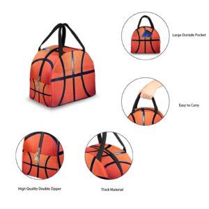 Basketball Lunch Bag Box, Sports Ball Lunch Box Insulated Cooler Bag Tote Bag Lunch Holder Handbag Organizer Lunchbox for Women Men Outdoor Picnic Beach Work School