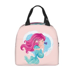 prelerdiy mermaid girl lunch box - insulated lunch bags for women/men reusable lunch tote bags, perfect for office/camping/hiking/picnic/beach/travel