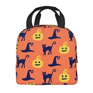 Cat Pumpkin Lunch Bag Women Small Cooler Bags Insulated Lunch Box for Teen Girls Mens Lunchbox for Work Cooler Tote Bag Waterproof Leak Proof for School Pinic Orange