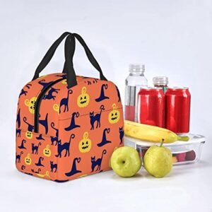 Cat Pumpkin Lunch Bag Women Small Cooler Bags Insulated Lunch Box for Teen Girls Mens Lunchbox for Work Cooler Tote Bag Waterproof Leak Proof for School Pinic Orange