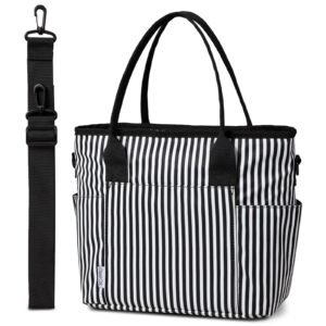 lunch bag for women, chasechic insulated thermal lunch tote bag large lunch box container for adults with adjustable shoulder strap, reusable lunch cooler bag for office work picnic, stripe
