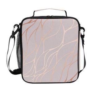 auuxva lunch box bag rose gold marble pattern lunchbox insulated thermal cooler ice adjustable shoulder strap for women men boys girls3