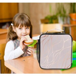 AUUXVA Lunch Box Bag Rose Gold Marble Pattern Lunchbox Insulated Thermal Cooler Ice Adjustable Shoulder Strap for Women Men Boys Girls3