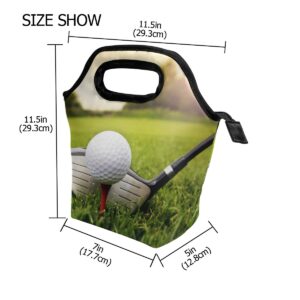 Lunch Bag Sport Golf Ball Club Insulated Reusable Lunch Box Portable Lunch Tote Bag Meal Bag Ice Pack for Boys Girls Adult Women