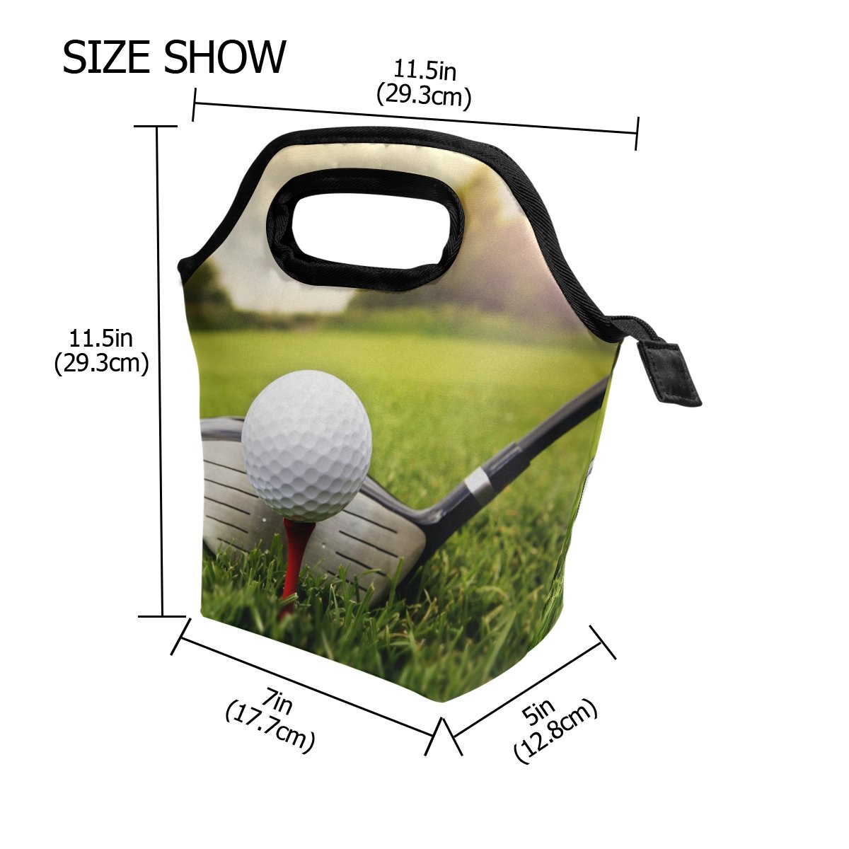 Lunch Bag Sport Golf Ball Club Insulated Reusable Lunch Box Portable Lunch Tote Bag Meal Bag Ice Pack for Boys Girls Adult Women