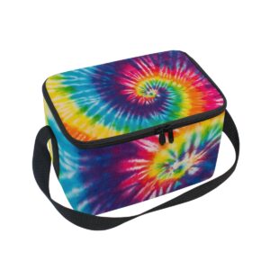 use4 swirl tie dye colorful insulated lunch bag tote bag cooler lunchbox for picnic school women men kids