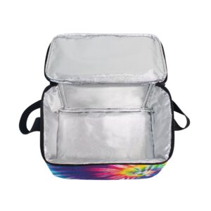 Use4 Swirl Tie Dye Colorful Insulated Lunch Bag Tote Bag Cooler Lunchbox for Picnic School Women Men Kids