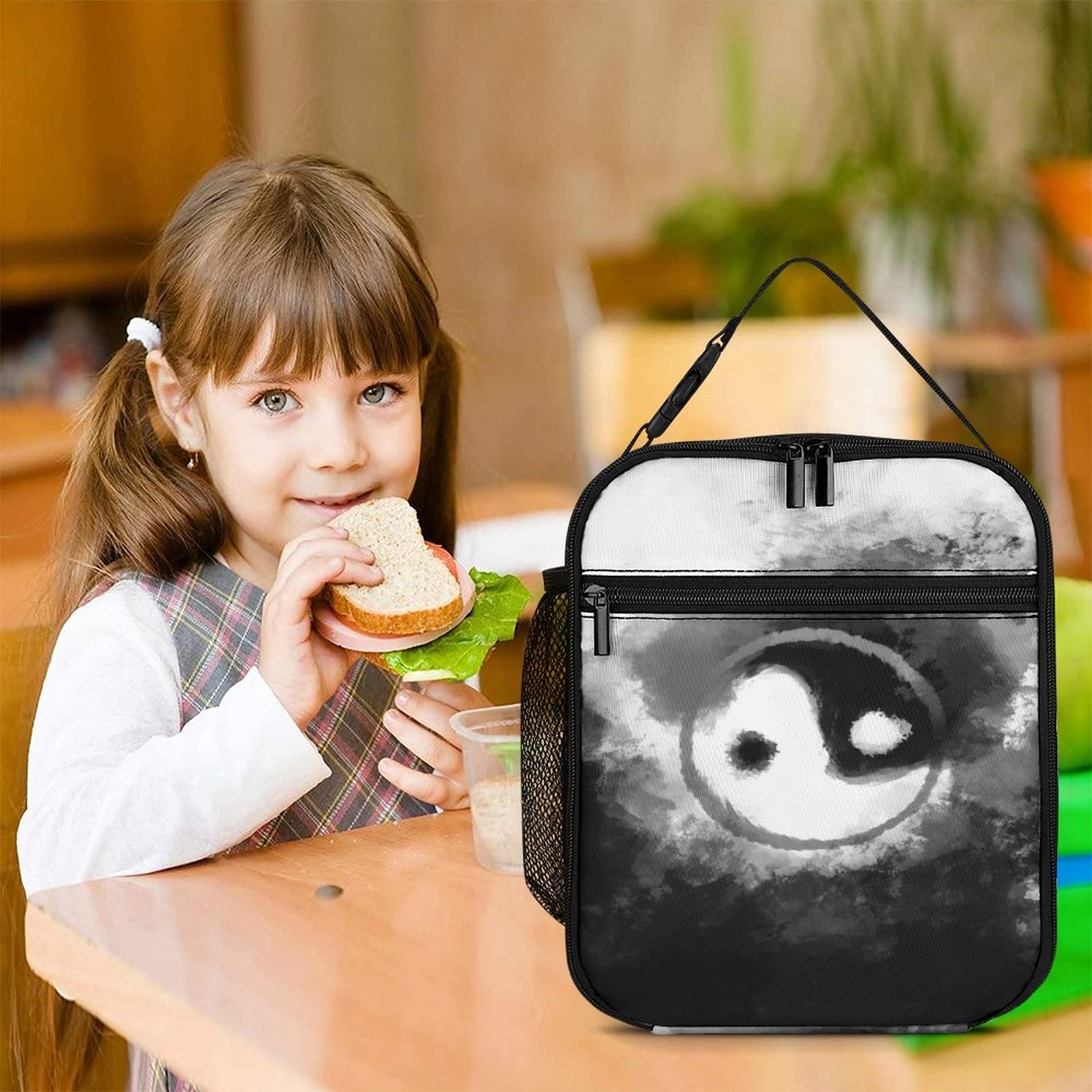 MINBHEBYUD Abstract Yin Yang Lunch Bag for Men Women Adults, Insulated Lunch Bags for Office Work, Reusable Portable Lunch Bag