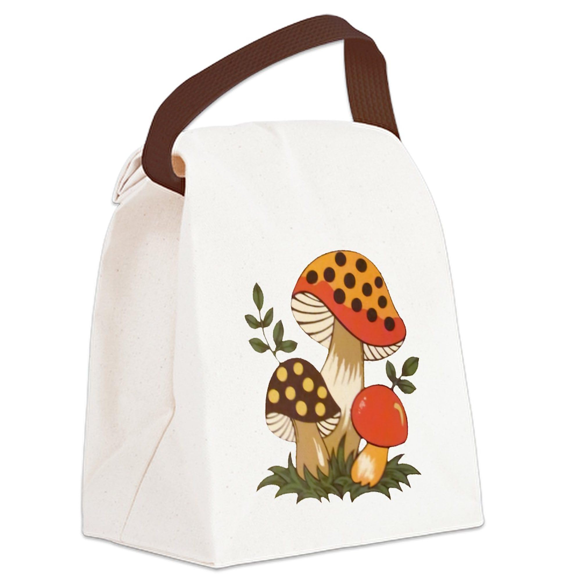 CafePress Merry Mushroom Canvas Lunch Bag with Strap Handle