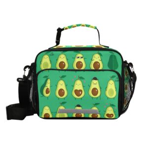 kocoart summer avocado green insulated lunch bag large capacity for women men cute cooler tote bag with adjustable shoulder strap reusable leakproof picnic lunch box outdoor for adult office