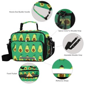 KOCOART Summer Avocado Green Insulated Lunch Bag Large Capacity for Women Men Cute Cooler Tote Bag with Adjustable Shoulder Strap Reusable Leakproof Picnic Lunch Box Outdoor for Adult Office