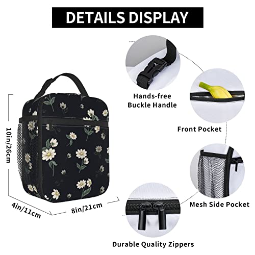 Lizinna Rportable Lunch Bag For Women/Men Insulated,Floral With Ditsy Flowers,Insulatedreusable Lunch Box For Office Work School Picnic Beach,Leakproof Cooler Tote Bag