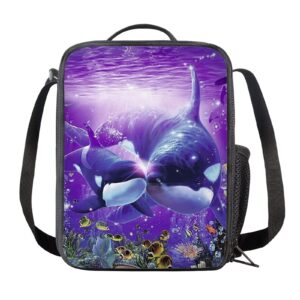 zfrxign killer whale lunch bag girly stuff insulated lunch box tote bag purple lunch holder for beach, party, boating, office, fishing, picnic - orca