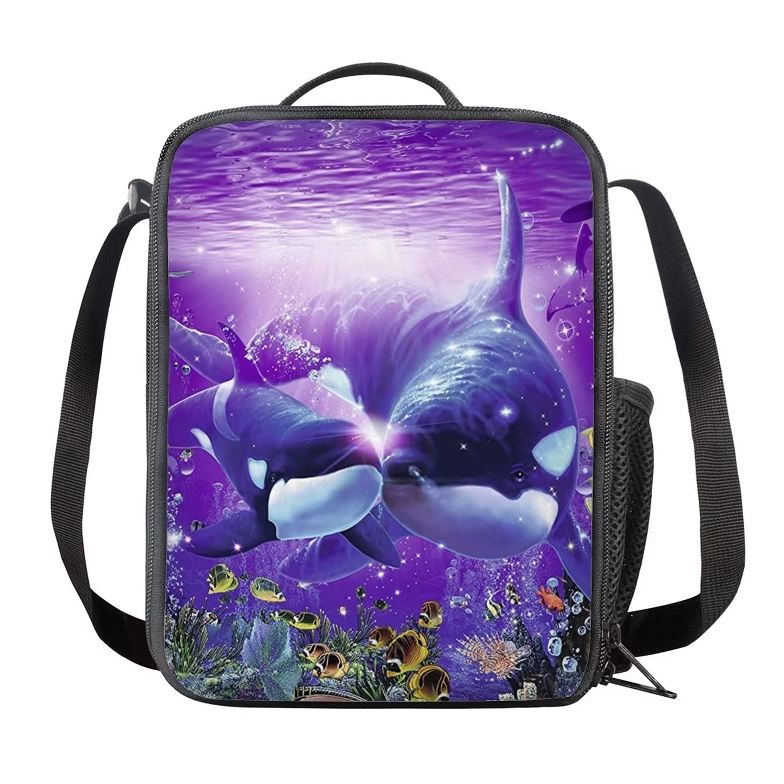 ZFRXIGN Killer Whale Lunch Bag Girly Stuff Insulated Lunch Box Tote Bag Purple Lunch Holder for Beach, Party, Boating, Office, Fishing, Picnic - Orca