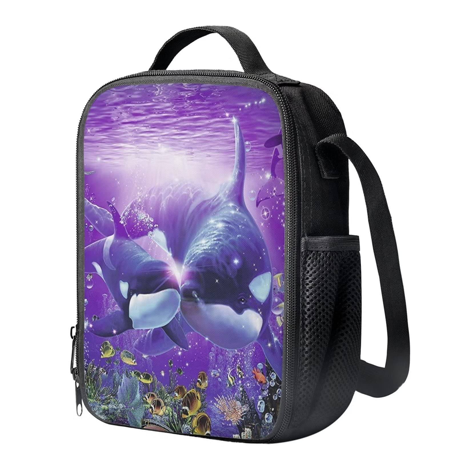 ZFRXIGN Killer Whale Lunch Bag Girly Stuff Insulated Lunch Box Tote Bag Purple Lunch Holder for Beach, Party, Boating, Office, Fishing, Picnic - Orca