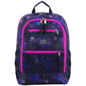 Eastsport Compact 3-Piece Combo Backpack with Lunch Box and Snack/Pencil Pouch - Purple/Pink Constellation