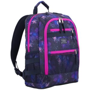 Eastsport Compact 3-Piece Combo Backpack with Lunch Box and Snack/Pencil Pouch - Purple/Pink Constellation