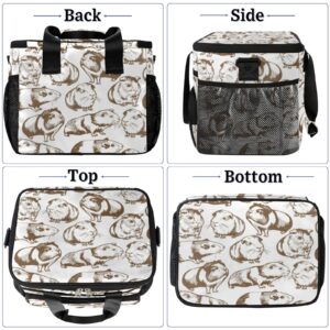 Cute Guinea Pigs Large Reusable Lunch Bag for Women Men, Insulated Lunch Bags Leakproof Cooler Lunch Tote Bag with Adjustable Shoulder Strap