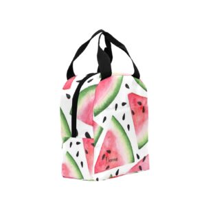 zaaprintblanket custom name lunch bag for men women personalized red pink watermelon cooler lunch box portable with name for unisex adult gift workout camping