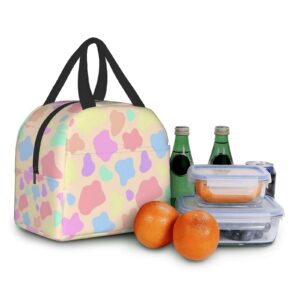 Insulated Lunch Bag Reusable Lunch Box For Girls, Cooler Lunch Tote Bag With Front Pocket for Teen Girls Women Men School Picnic Office Work, Cute Colorful Cow Print