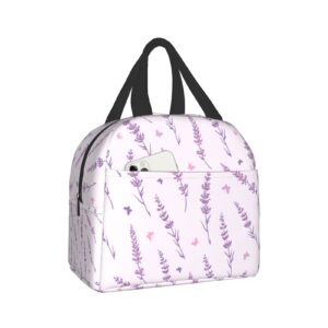 lavender field purple butterfly lunch box travel bag picnic bags insulated durable shopping bag back to school reusable waterproof bags for man woman girls boys
