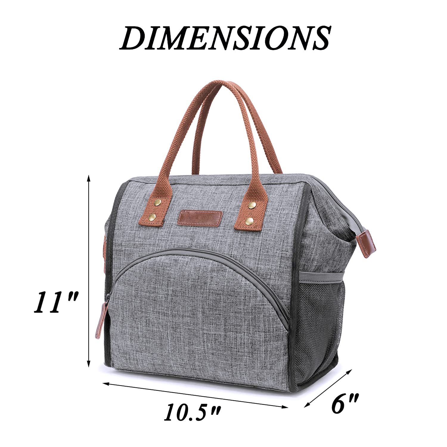 Ochoose Lunch Bags Double Insulated Lunch Box Cooler Tote Bag with Wide Open for Thermal Meal Prep Lunch Organizer Box for Adults Women Man Working Picnic Hiking Beach Fishing Shopping (Gray)