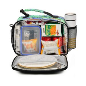 Qilmy Van Gogh Iris Painting Lunch Bag Insulated Waterproof Reusable Lunch Tote Bag with Detachable Shoulder Strap, Zipper Lunch Box for School Office Travel Picnic